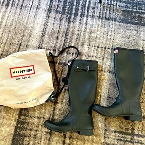 Hunter Rainboot Matte Black Tall Rubber Gumboot Shoe